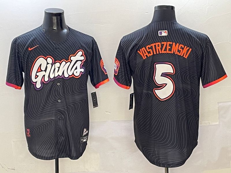 Men San Francisco Giants #5 Yastrzemski Black Second generation Joint Name Nike 2025 MLB Jersey style 1